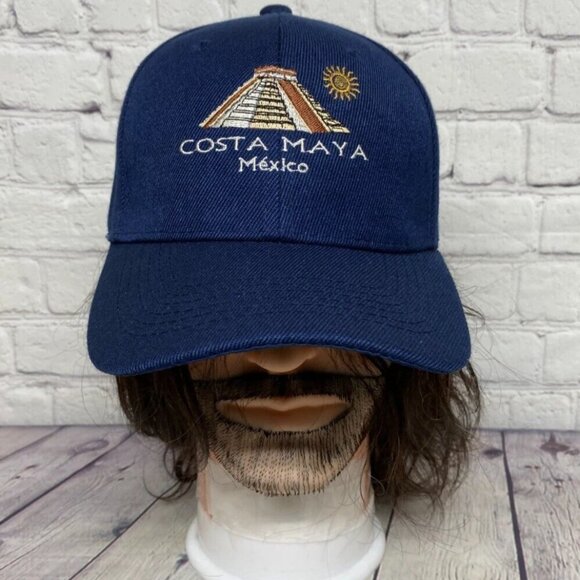Costa Maya Mexico Baseball Hat Cap Strap Back Navy Blue Embroidered Logo Tourist - Picture 1 of 8